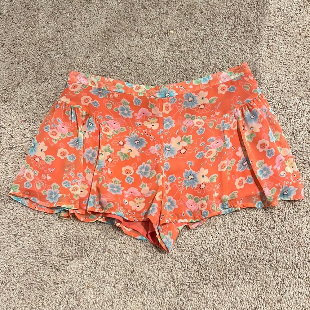 Free People Floral Shorts Orange Sz 6